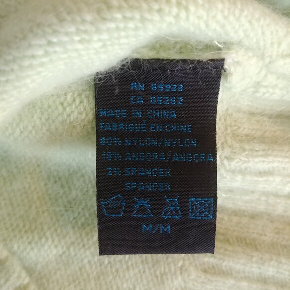 Y2K angora nylon blend fitted Medium V neck sweater top light apple green - Picture 10 of 15